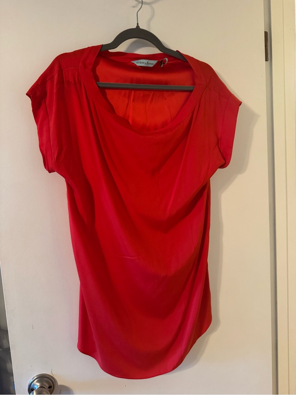 Guess by Marciano Red Draped Short Sleeve Top